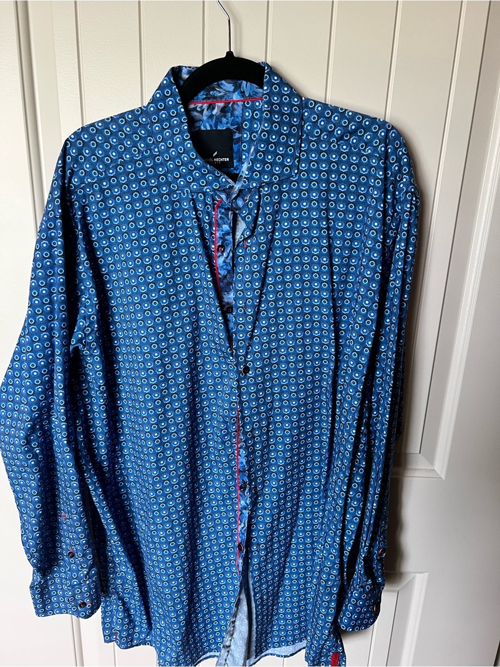 Daniel Hechter Men's Blue Geometric Print Button-Down Shirt